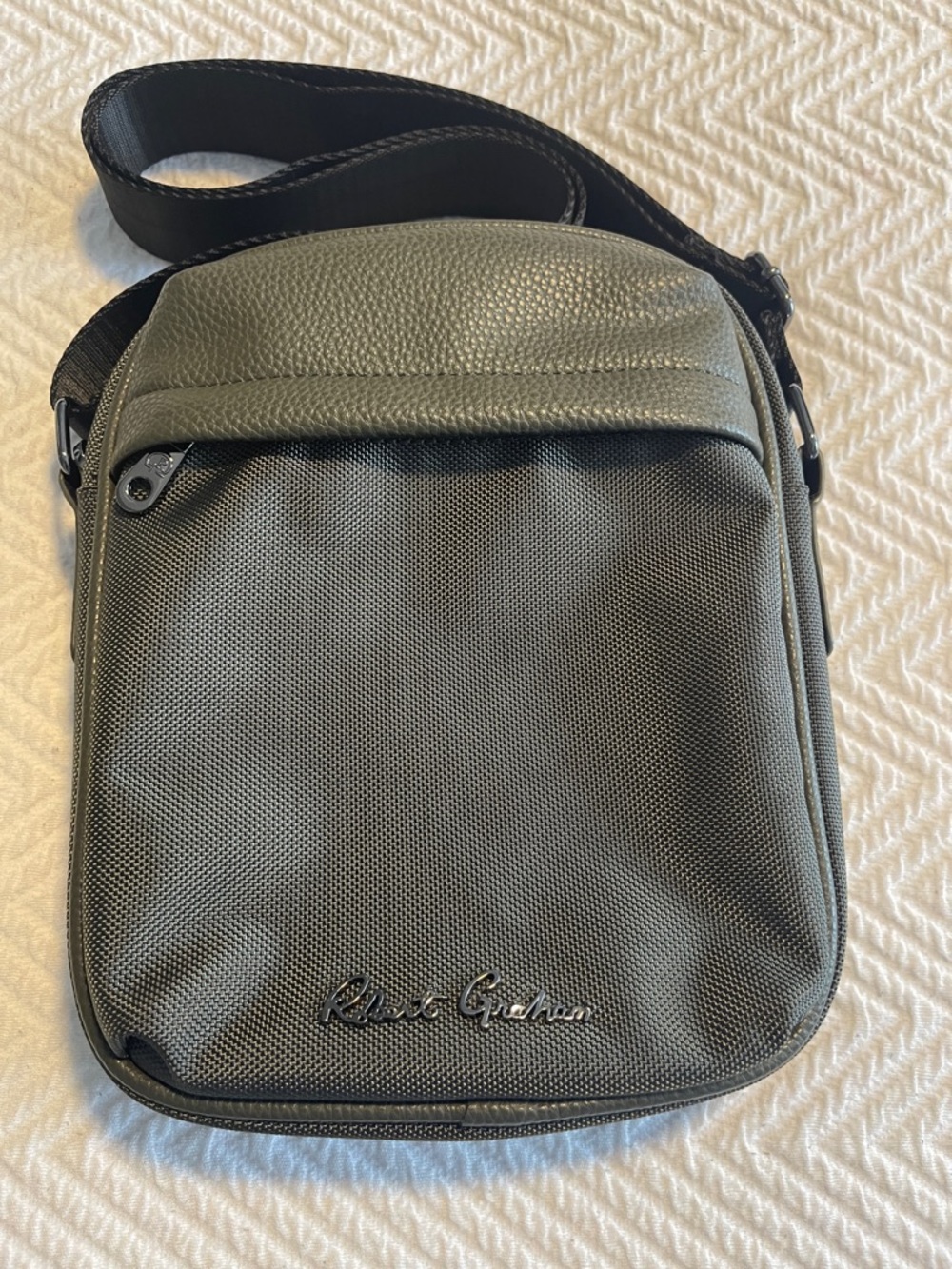 Robert Graham Olive Crossbody Messenger Bag with Black Strap
